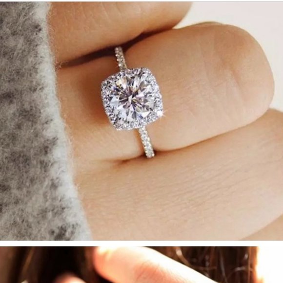 Jewelry - EUC PRINCESS cut White Sapphire 925 Sterling Silver Ring (6)